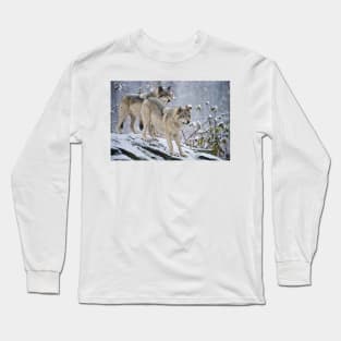 Two Gray Wolves Long Sleeve T-Shirt